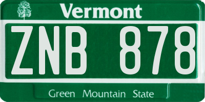 VT license plate ZNB878