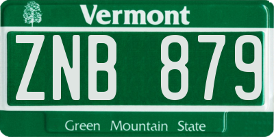 VT license plate ZNB879