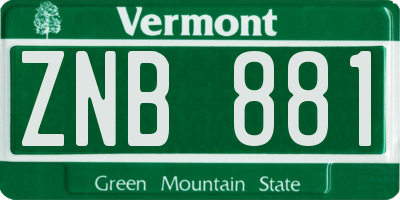 VT license plate ZNB881