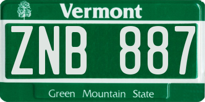 VT license plate ZNB887