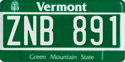 VT license plate ZNB891