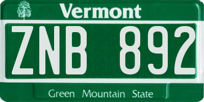 VT license plate ZNB892