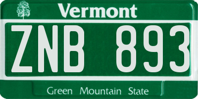 VT license plate ZNB893