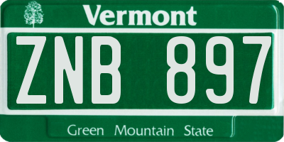 VT license plate ZNB897