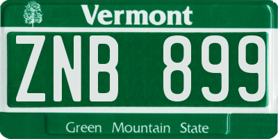 VT license plate ZNB899