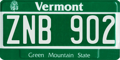 VT license plate ZNB902