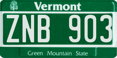 VT license plate ZNB903