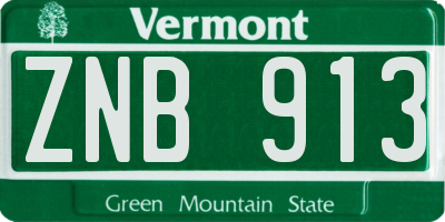 VT license plate ZNB913