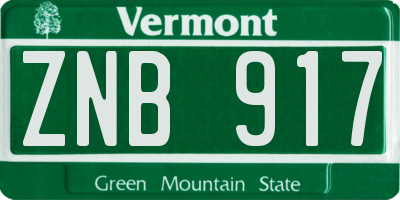 VT license plate ZNB917