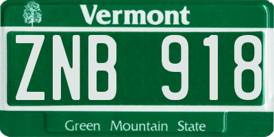VT license plate ZNB918