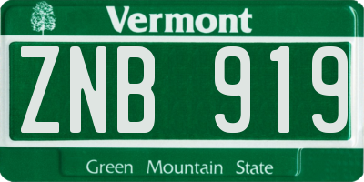 VT license plate ZNB919