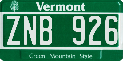 VT license plate ZNB926