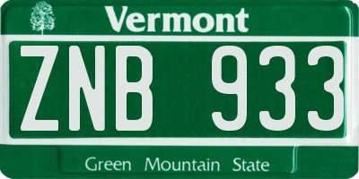 VT license plate ZNB933