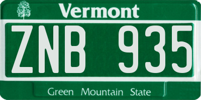 VT license plate ZNB935