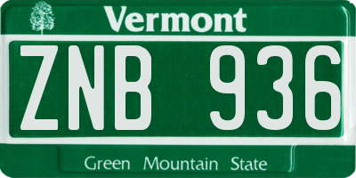 VT license plate ZNB936
