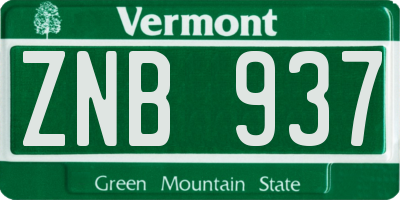 VT license plate ZNB937