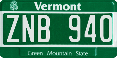 VT license plate ZNB940