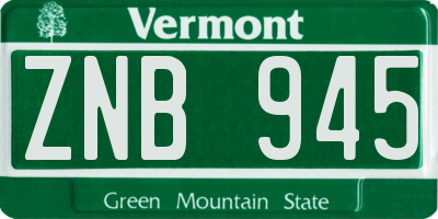 VT license plate ZNB945