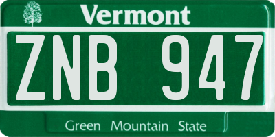 VT license plate ZNB947