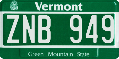 VT license plate ZNB949
