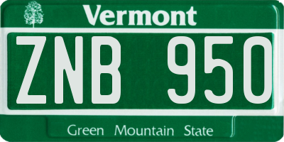 VT license plate ZNB950