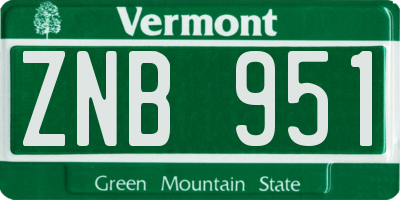 VT license plate ZNB951