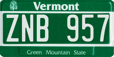 VT license plate ZNB957
