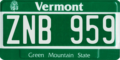 VT license plate ZNB959