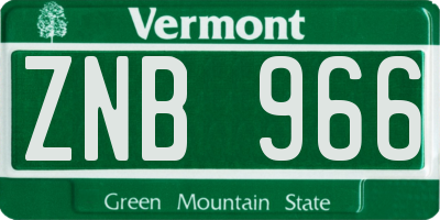 VT license plate ZNB966