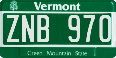 VT license plate ZNB970