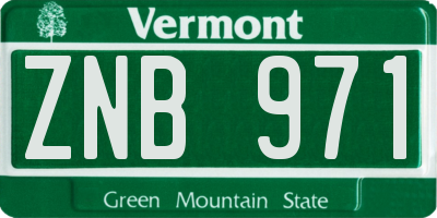 VT license plate ZNB971