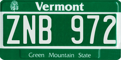 VT license plate ZNB972