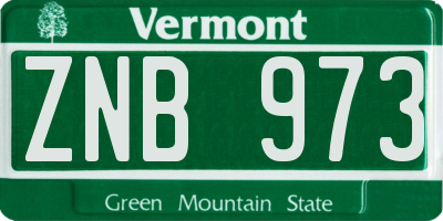 VT license plate ZNB973