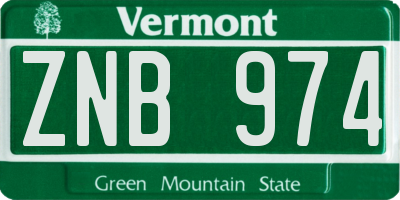 VT license plate ZNB974