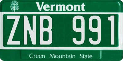 VT license plate ZNB991