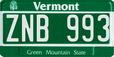 VT license plate ZNB993