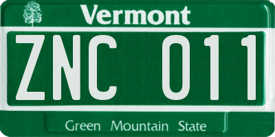VT license plate ZNC011