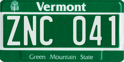 VT license plate ZNC041