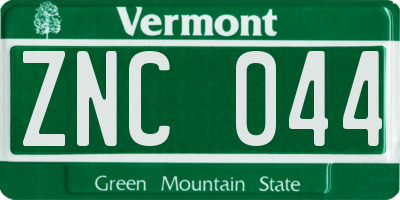 VT license plate ZNC044