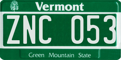 VT license plate ZNC053