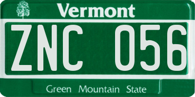 VT license plate ZNC056
