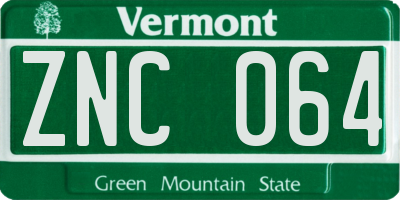 VT license plate ZNC064
