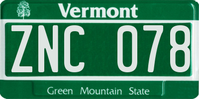 VT license plate ZNC078