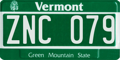 VT license plate ZNC079