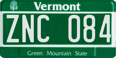 VT license plate ZNC084