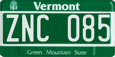 VT license plate ZNC085
