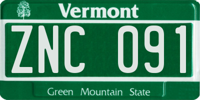 VT license plate ZNC091