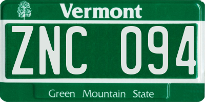 VT license plate ZNC094