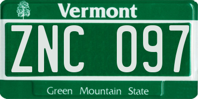 VT license plate ZNC097