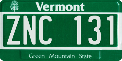 VT license plate ZNC131